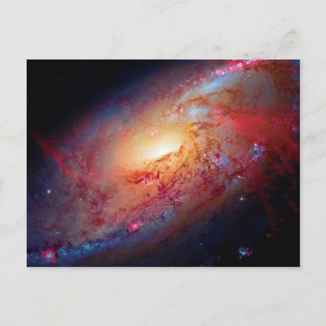 Messier M106 Spiralgalaxen Rymdfotografi Vykort (Framsida)