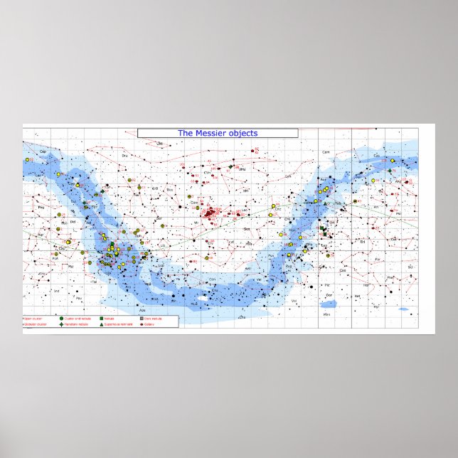 Messierobjekten Celestial Body Star Chart Poster (Framsidan)