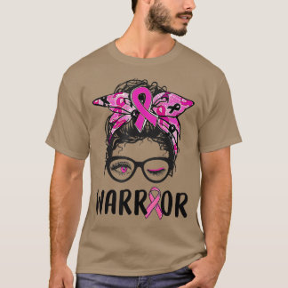 Messin bun glasögon bära rosa krigare bröstcancer t shirt