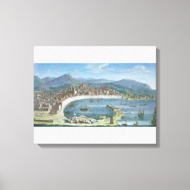 Messina - en panoramisk vy över porten canvastryck (Framsida)