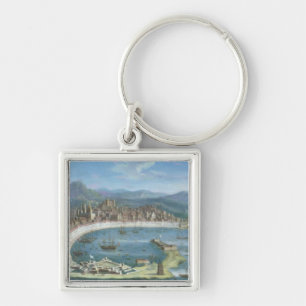 Messina - ett panorama- beskådar av porten fyrkantig silverfärgad nyckelring