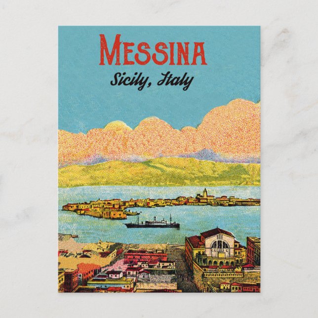 Messina stad, Sicilien, Italien Vykort (Framsida)