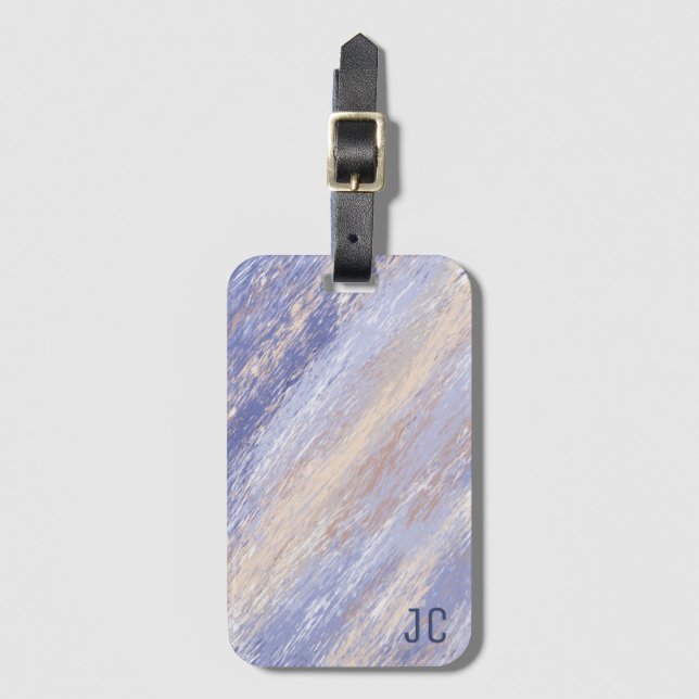 Messy Abstrakt Blue- och Beige Paint Strokes Bagagebricka (Framsida vertikal)