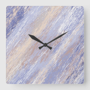 Messy Abstrakt Blue- och Beige Paint Strokes Fyrkantig Klocka