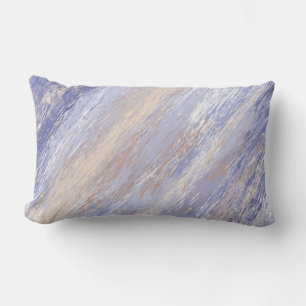 Messy Abstrakt Blue- och Beige Paint Strokes Lumbarkudde