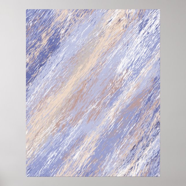 Messy Abstrakt Blue- och Beige Paint Strokes Poster (Framsidan)