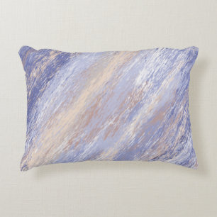 Messy Abstrakt Blue- och Beige Paint Strokes Prydnadskudde