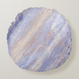 Messy Abstrakt Blue- och Beige Paint Strokes Rund Kudde