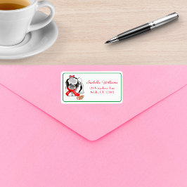 Messy & Aditable Shih Tzu med Gingerbröd Leksak Adressetikett