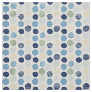 Messy Boyish Distress Dots Blue Grönt Circles Tyg