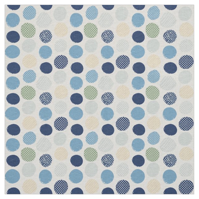Messy Boyish Distress Dots Blue Grönt Circles Tyg (Prov)