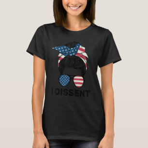 Messy Bun American Flagga I avvisade USA Flagga Wo T Shirt