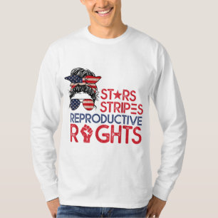 Messy Bun American Flagga Pro Choice Star Rand Eq T Shirt