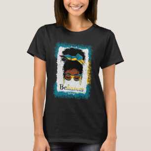 Messy Bun Bahamian Bahamas Flagga Womens Woman Gir T Shirt