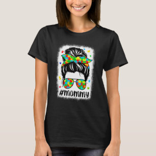 Messy Bun Bandana Mamma Support Women Autism Aw T Shirt