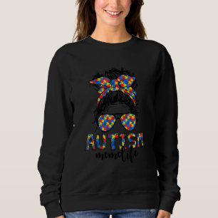 Messy Bun Bandana Meme Support Women Autism Awaren T Shirt