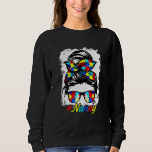 Messy Bun Bandana Nanny Dam Girls Women Autism T Shirt