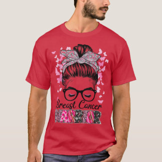 Messy Bun Breast Cancer Warrior Butterfly Cancer A T Shirt