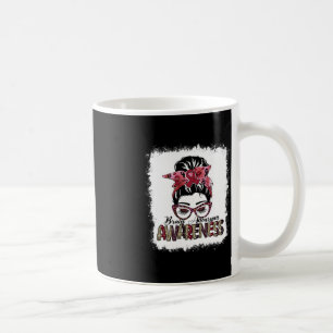 Messy Bun Burgundy Ribbon Brain Aneurysm Awareness Kaffemugg