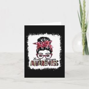 Messy Bun Burgundy Ribbon Brain Aneurysm Awareness Kort