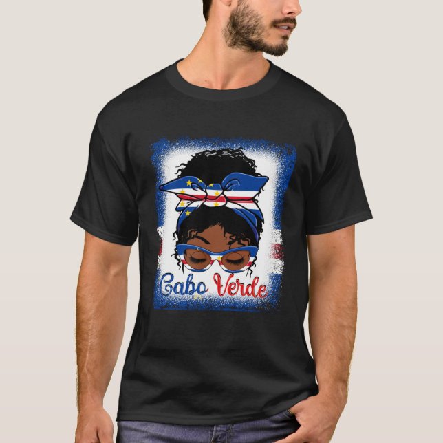 Messy Bun Cape Verdean Cabo Verde Flag Womens Woma T Shirt (Framsida)