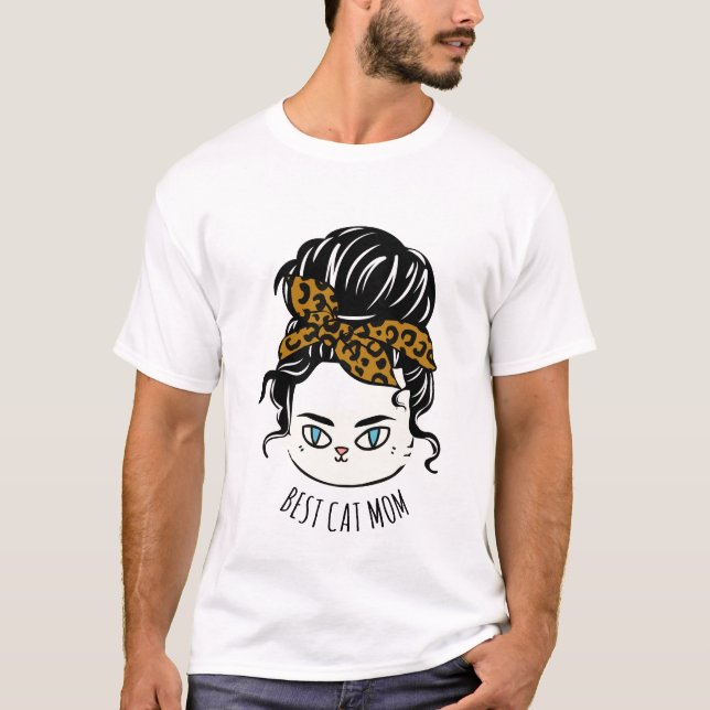 Messy Bun CAT MAMMA T Shirt (Framsida)
