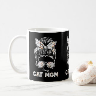 Messy Bun & Cat Print Bandana Cats Owners Cat Mamm Kaffemugg