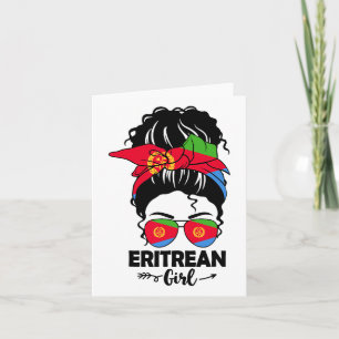 Messy Bun Eritrean Girl and Eritrea Flagga Gles Nd Kort
