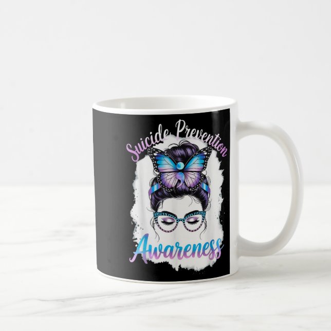 Messy Bun Girl Suicide Prevention Mental Health Gr Kaffemugg (Höger)
