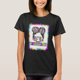 Messy Bun Girls Team Kindergarten Tie Dye tillbaka T Shirt