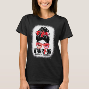 Messy Bun Glasses Red Ribbon Blood Clot Warrior T Shirt