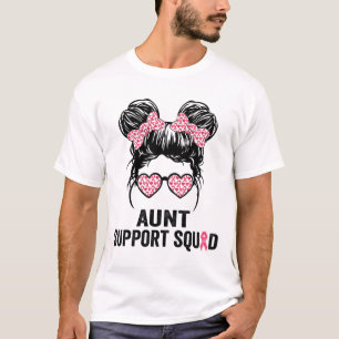 Messy Bun Gles Moster Support Squad Breast Cancer T Shirt