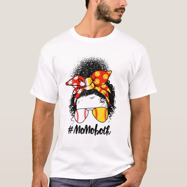 Messy Bun Hair African Afro Mamma från båda Softba T Shirt (Framsida)