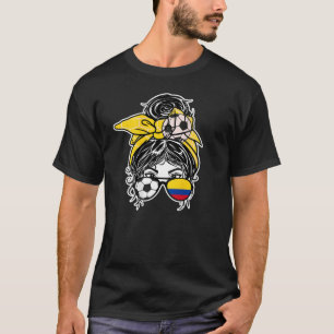 Messy Bun Hair colombiansk fotbollsflicka Colombia T Shirt