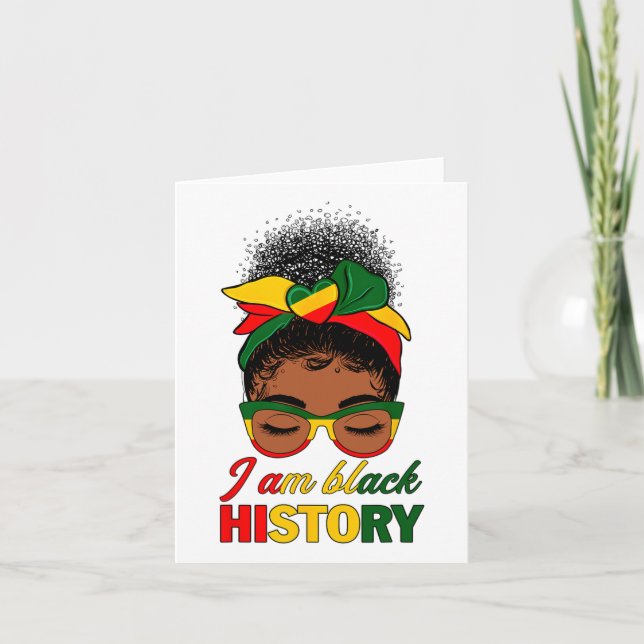 Messy Bun Hair I är Black History African American Kort (Framsida)