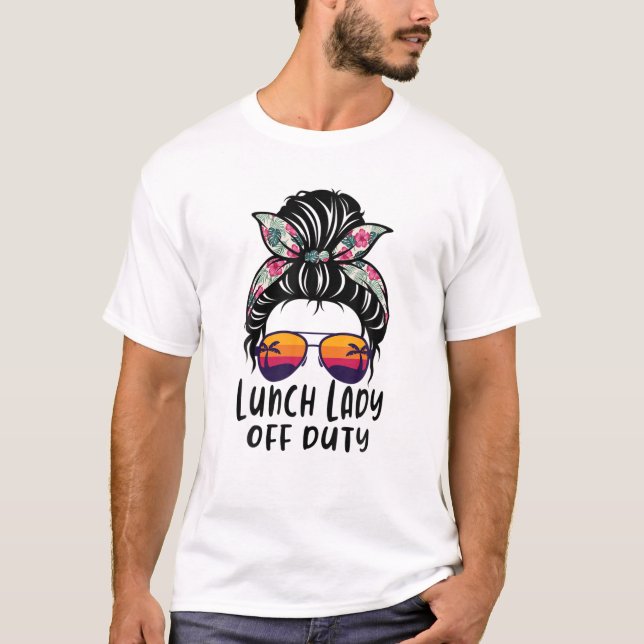 Messy Bun Hair Lunch Dam off Duty Sunglasses Beac T Shirt (Framsida)