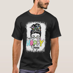 Messy Bun Hair One Hoppy Gaga Bunny Glad påsk D T Shirt