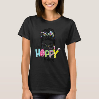 Messy Bun Hair One Hoppy Nonna Bunny Glad påsk T Shirt