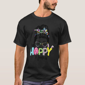 Messy Bun Hair One Hoppy Nonni Bunny Glad påsk T Shirt