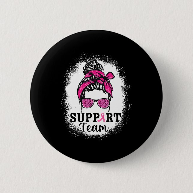 Messy Bun Hair Support Team Breast Cancer Awarenes Knapp (Framsida)