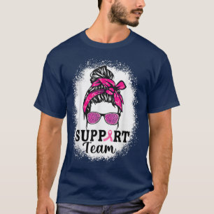 Messy Bun Hair Support Team Breast Cancer Awarenes T Shirt