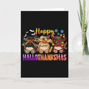 Messy Bun Halloween till jul Kvinnor i Lycklig Hal Kort