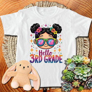 Messy Bun Hej 3rd Klass Girl Tie Dye Tredje Klass T Shirt