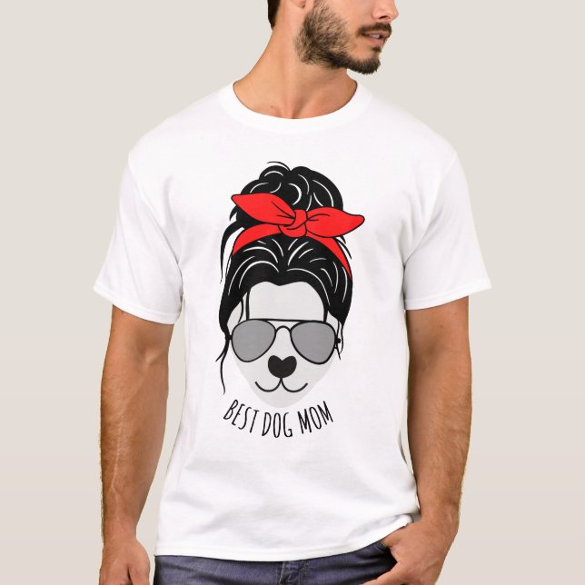 Messy Bun HUND MAMMA T-Shirt (Framsida)