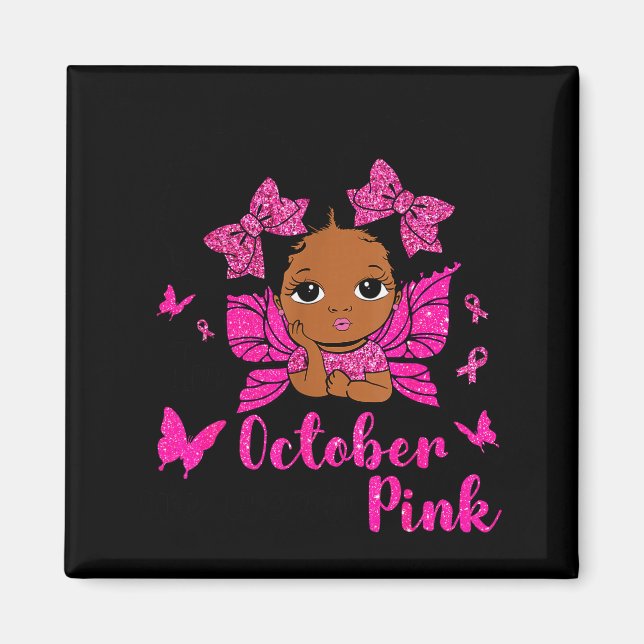 Messy Bun In October We Wear Nk Breast Cancer Blac Magnet (Framsidan)
