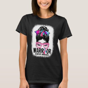 Messy Bun Leopard Blue Rosa Ribbon Clubfoot Warrio T Shirt