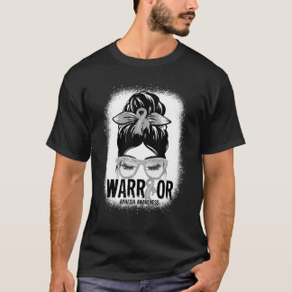 Messy Bun Leopard Grått Ribbon Aphasia Warrior T Shirt