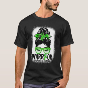 Messy Bun Leopard Grönt Ribbon Kidney Disease Warr T Shirt