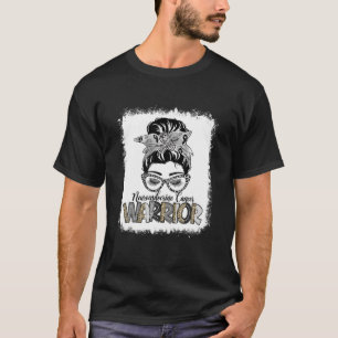 Messy Bun Leopard Zebra Ribbon Neuroendocrine Canc T Shirt