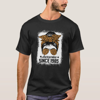 Messy Bun Leoprad Fantastisk sedan 1985 37 år gamm T Shirt